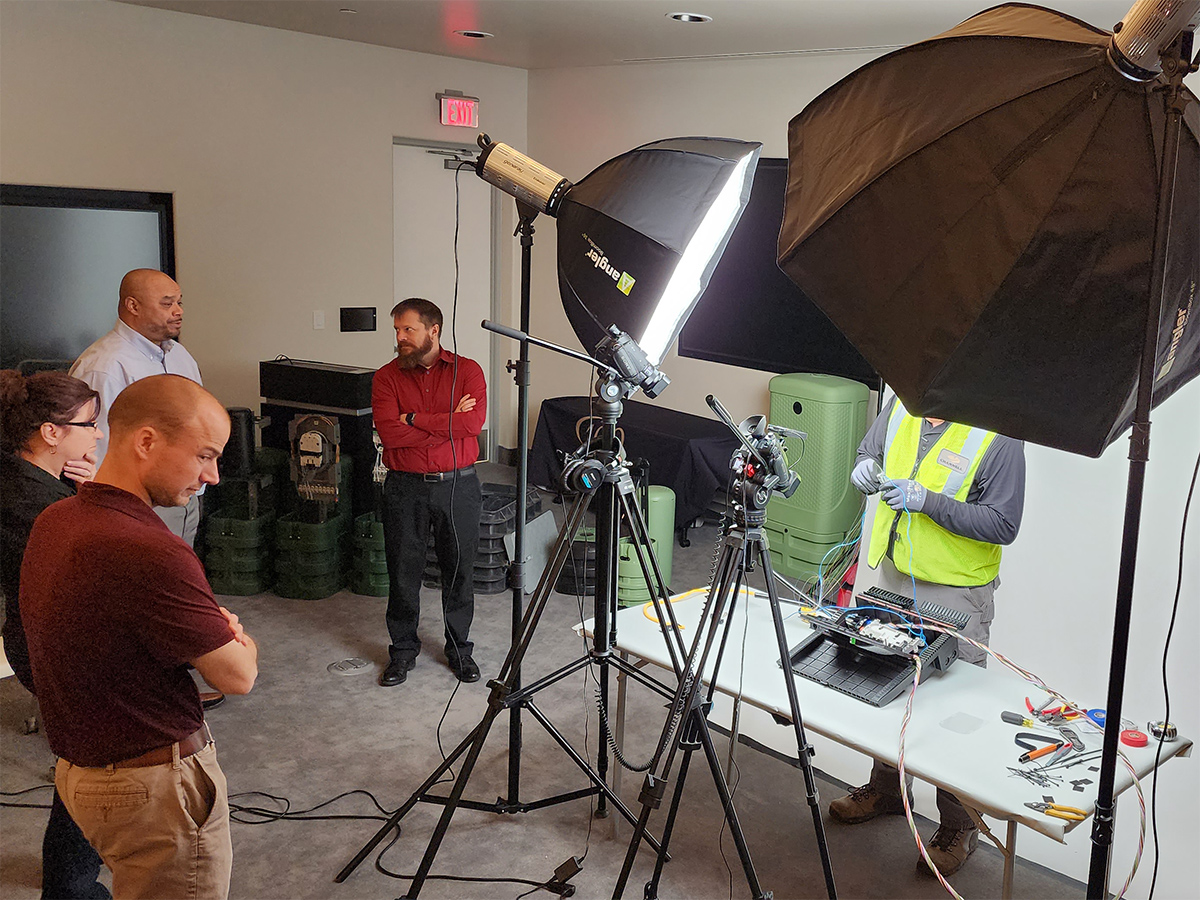 Shooting a training video for Channell Commercial Corporation for one of their fiber optic enclosures.